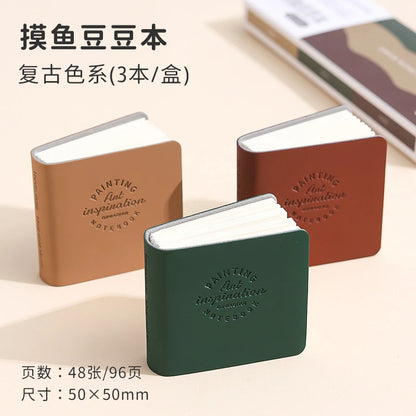 3pcs/set Colorful Mini Drawing Books Square Watercolor Sketchbook Thick Paper Drawing Books Study Art Art Supplies - B