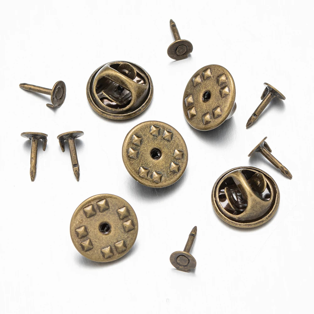100pc Metal Locking Pin Back Brooch Badge Holder Lapel Base For DIY Jewellery Material Making Supply Craft Accessories Handma