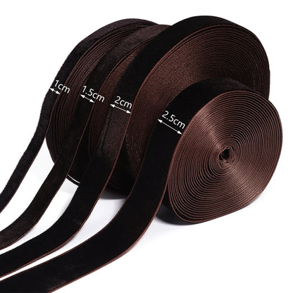 5-10yards/roll Velvet Ribbons Deep Brown Color Single Face Flocking Webbing For DIY Christmas Crafts Party Wrapping Decoratio