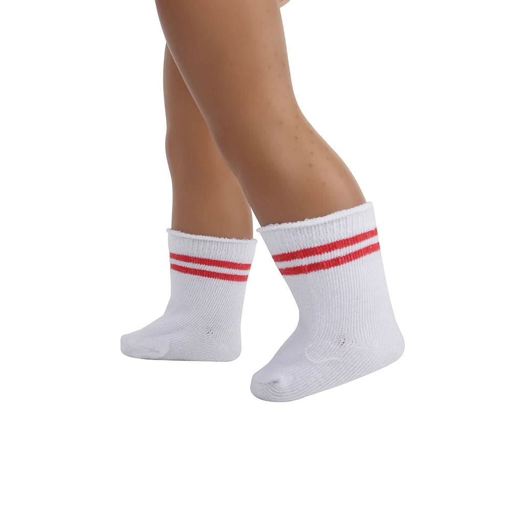 Doll Accessories Socks Heart Stripe Solid Color Knit Doll Socks For 43cm Baby New Born&18 inch American,OG Girl Doll Toy - BE