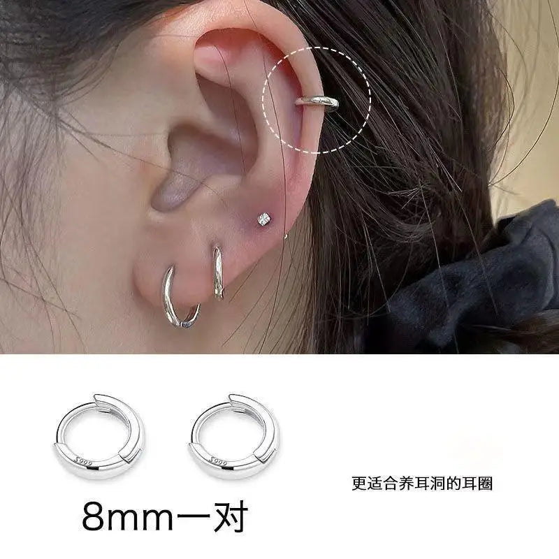 3Pair Stainless Steel Minimalist Huggie Hoop Earrings for Women Gold Color Tiny Round Circle 8/10/12mm Punk Unisex Rock Earri