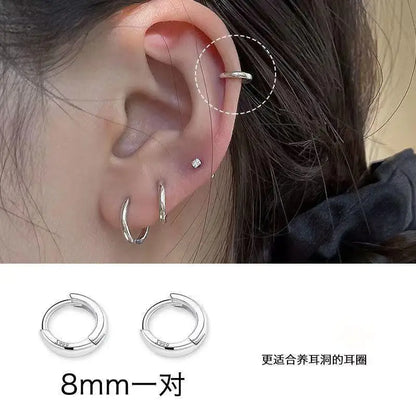 3Pair Stainless Steel Minimalist Huggie Hoop Earrings for Women Gold Color Tiny Round Circle 8/10/12mm Punk Unisex Rock Earri