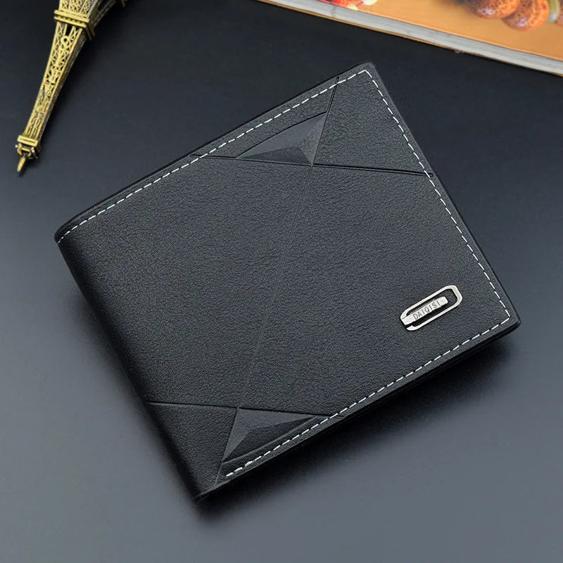 Men Short Bifold Faux Leather Masculina Billetera Credit ID Card Holder Wallet Billfold Purse Clutch Solid Hombre Business Sl