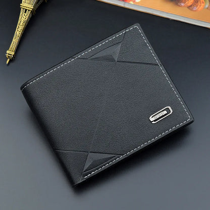 Men Short Bifold Faux Leather Masculina Billetera Credit ID Card Holder Wallet Billfold Purse Clutch Solid Hombre Business Sl
