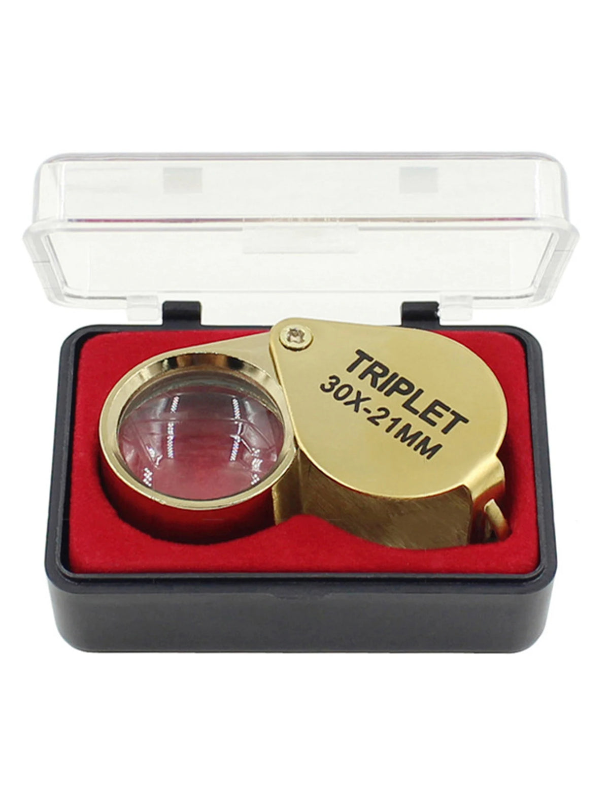 10-30X Gold/Silver Boxed Portable Blinds Folding Three Piece Jewelry/Labels/Reading Eye Tools Reading Magnifying Glass - Gold