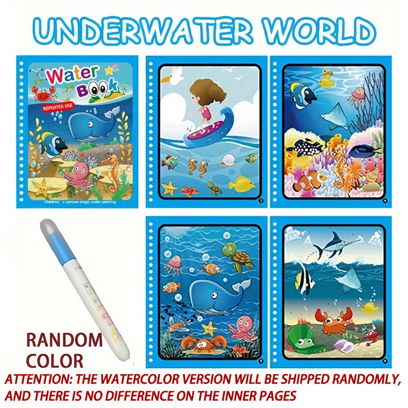 Magical Book Water Drawing Montessori Toys Reusable Coloring Book Magic Water Drawing Book Sensory Early Education for Childr