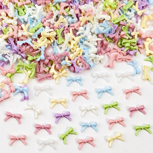 100-Piece 3D Bow Nail Art Decor – Macaron Colors Assorted Sizes S/M/L, Random Mix of 7 Pastel Shades, Cute DIY Manicure for S