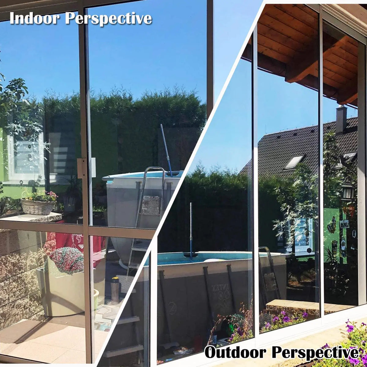 One Way Window Privacy Tint Film Anti Look Vinyl Mirror Self-adhesive Film Sun Blocking Anti UV Static Cling Stickers Home De