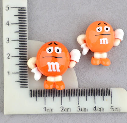 20pcs/lot Kawaii Funny M Beans Flatback Resin Cabochon Scrapbooking Crafts Fit Phone Deco Parts DIY Hair Bows Accessories