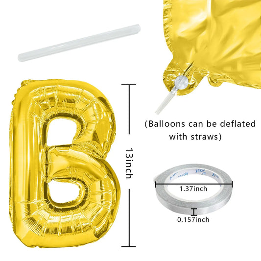Gold Blue Happy Birthday Balloon 16Inch Foil Letters Birthday Sign Banner Bunting for Girls Boys Kids Adults Birthday Decorat