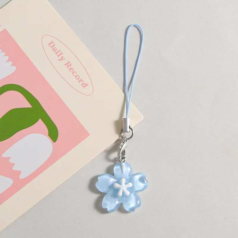Colorful Resin Flower Phone Chains for Women Korean Style Fresh Cute Transparent Bag Key Pendant Best Friend Compact Accessor