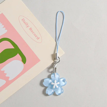 Colorful Resin Flower Phone Chains for Women Korean Style Fresh Cute Transparent Bag Key Pendant Best Friend Compact Accessor