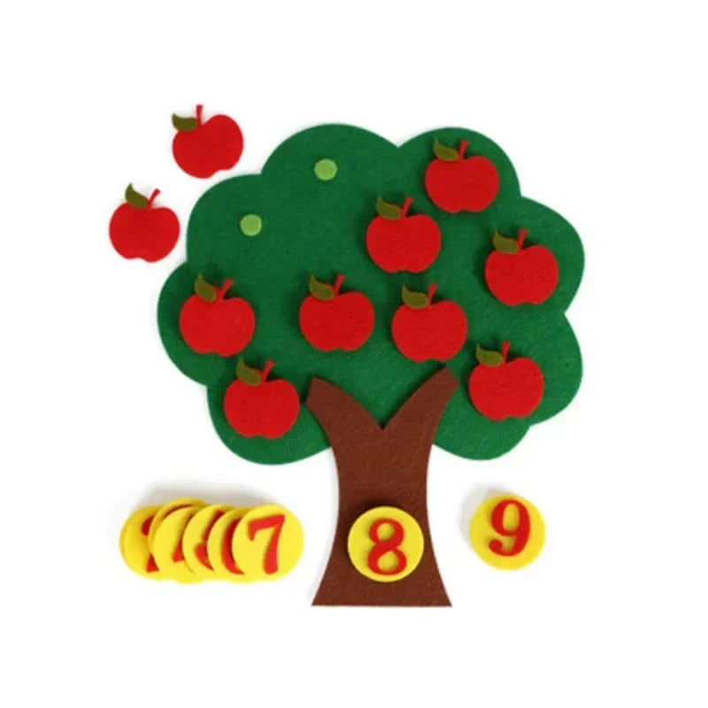 Montessori Kids Travel Toy Felt Activity Quiet Books Busy Board Activity Educational Sensory Learning Book - Apple Tree