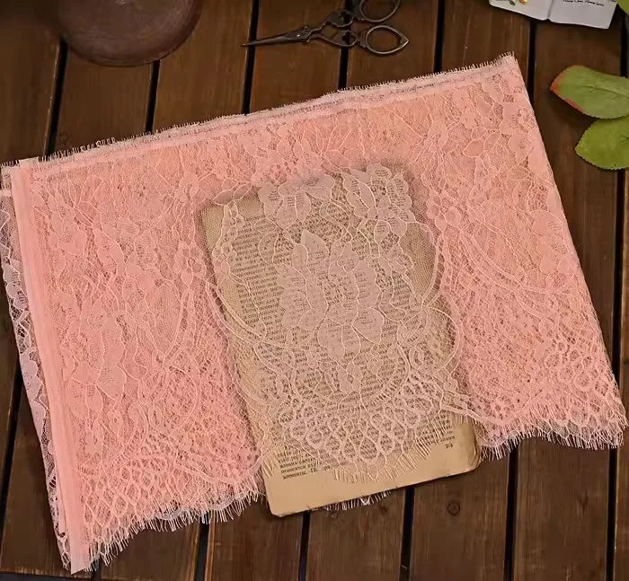26cm Wide Eyelashes Lace Trim DIY Handmade Decoration Clothing Wedding Dress Lace Skirt Sleeve Accessories Fabric - orange pi