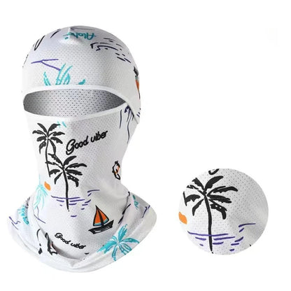 Summer Cool Ice Silk Balaclava - Full Face Cover with UV Protection for Cycling, Motorcycle & Outdoor Sports - White (Style D