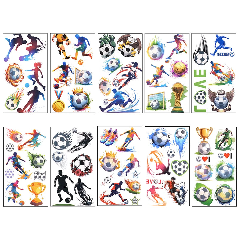 10pcs Soccer Temporary Tattoo Stickers Kids Boys Birthday Party Favors Sport Football Party Decoration Pinata Fillers Toy Gif