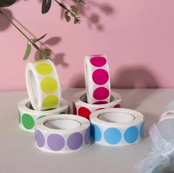 1000 PCS Color Dot Label Sticker Classification Mark Coated Paper Sticker Rolls Kawaii Stationery Aesthetic