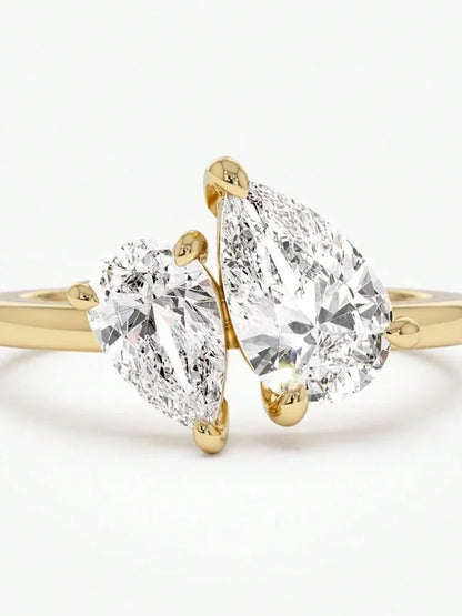 Asglam 925 Sterling Silver Simple Classic Zircon Water Drop Ring For Women Engagement Wedding Luxury Fine Jewelry