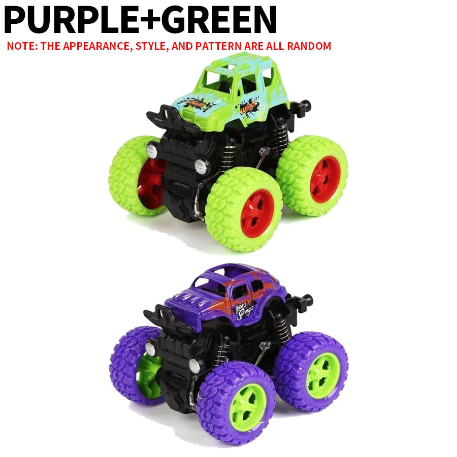 4PCS/2PCS/1PC Inertial off-road vehicle toys - suitable for Halloween, Christmas, boys and girls gifts - GREEN AND PURPLE
