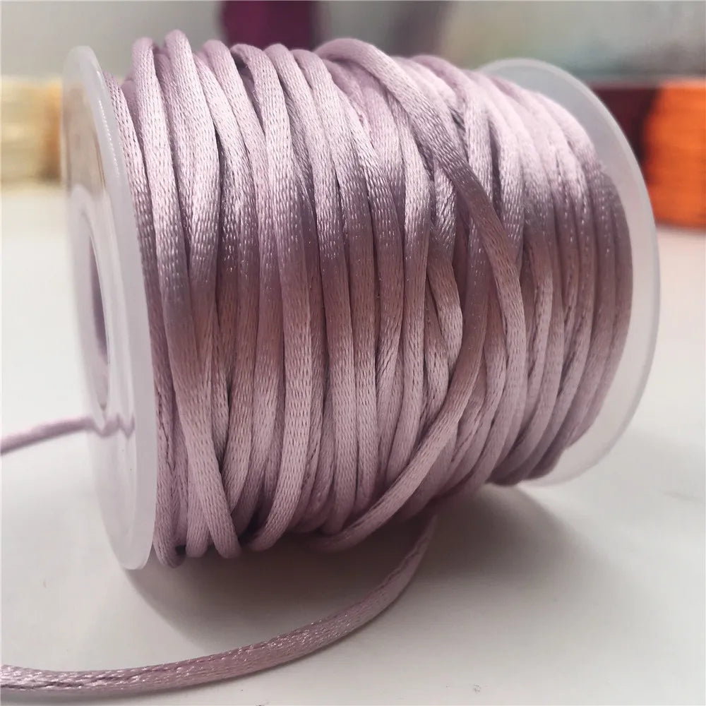 2mm Colorful Rattail Satin Cord Thread Chinese Knot Macrame Bracelet Braided String DIY Tassels Beading Thread 10-225meters -