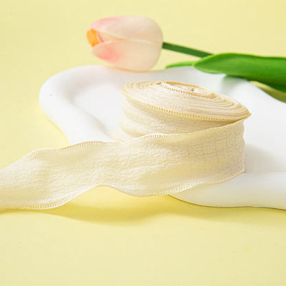 10Yards/Roll Fishtail Yarn Pleated Chiffon Ribbon Wavy Edged Ribbon For DIY Craft Bouquet Gift Wrapping Wedding Party Decorat