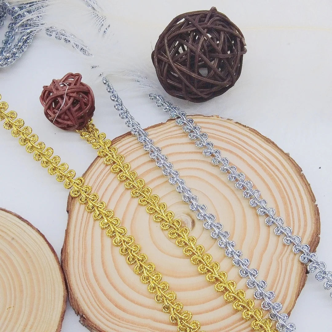 500CM（196‘’）Gold Silver Wire Centipede Lace Ribbon Herringbone Clothing Accessories, Home Textile Accessories, Handicrafts