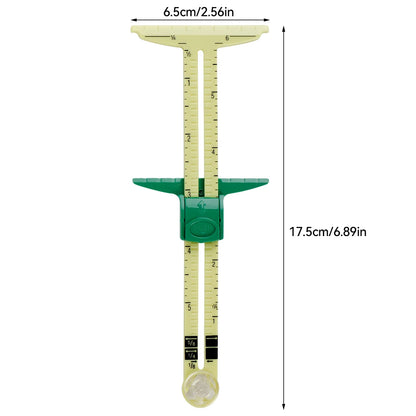 5-IN-1 Sewing Seam Ruler Measuring Gauge Patchwork Quilting Tailor Ruler Sizer Helper Aluminum Plastic Sliding Gauge - A