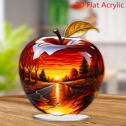 2D Acrylic Apple Landscape Desktop Decoration Ornament Home Living Room Entrance Tabletop Decoration Office Table Ornament