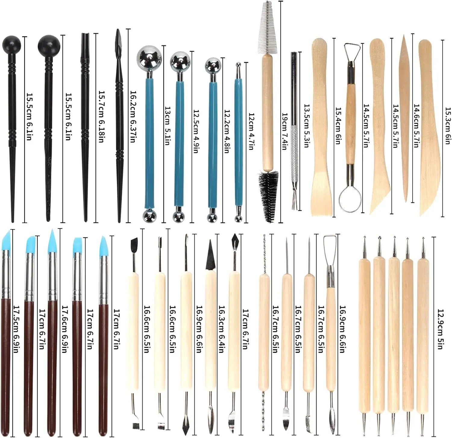 Pottery Clay Sculpting Tools Kit 8-61 Pcs/Set, Ceramic Wax Clays Carving Tools for Art Craft Pottery Sculpting Modeling Tool 