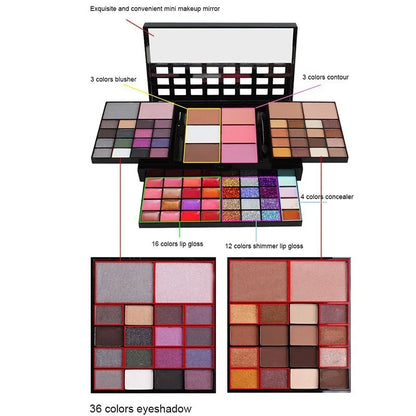 40/74/78 Colors Glitter Eyeshadow Palette Matte Waterproof Long Lasting Pressed Powder Cosmetics Kit Fashion Women MakeUp Too