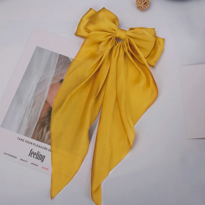 Bow Ribbon Hair Clip for Women Bowknot Barrettes Girls Solid Stain Spring Ponytail Clip Headband Hair Accessories Headwear Gi