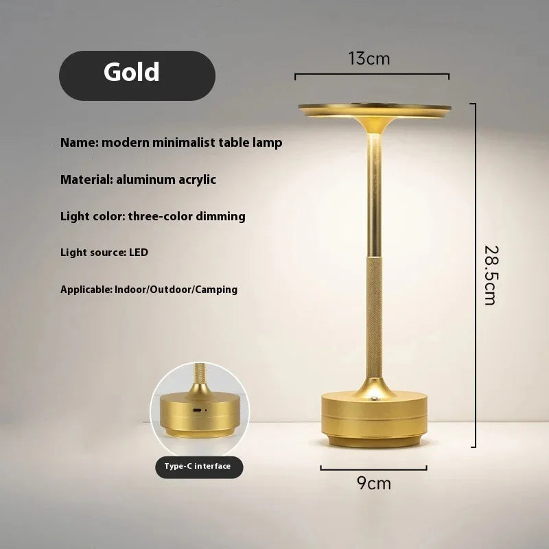 Wireless Simple Decorative Table Lamp Infinitely Dimmable Atmosphere Classic Retro Portable Rechargeable Touch Desk Lamp - Go