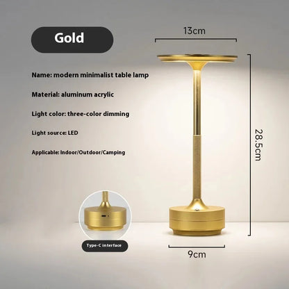 Wireless Simple Decorative Table Lamp Infinitely Dimmable Atmosphere Classic Retro Portable Rechargeable Touch Desk Lamp - Go