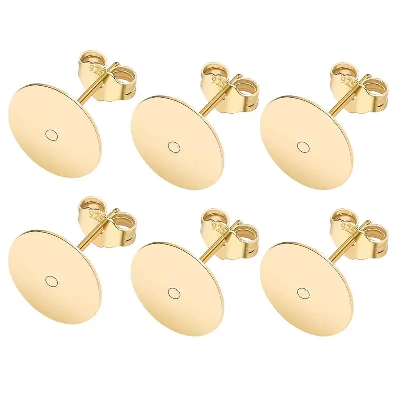 50pcs/lot 925 Silver Plated Blank Post Earring Studs Base Pin With Earring Plug Findings Ear Back DIY Jewelry Making Accessor