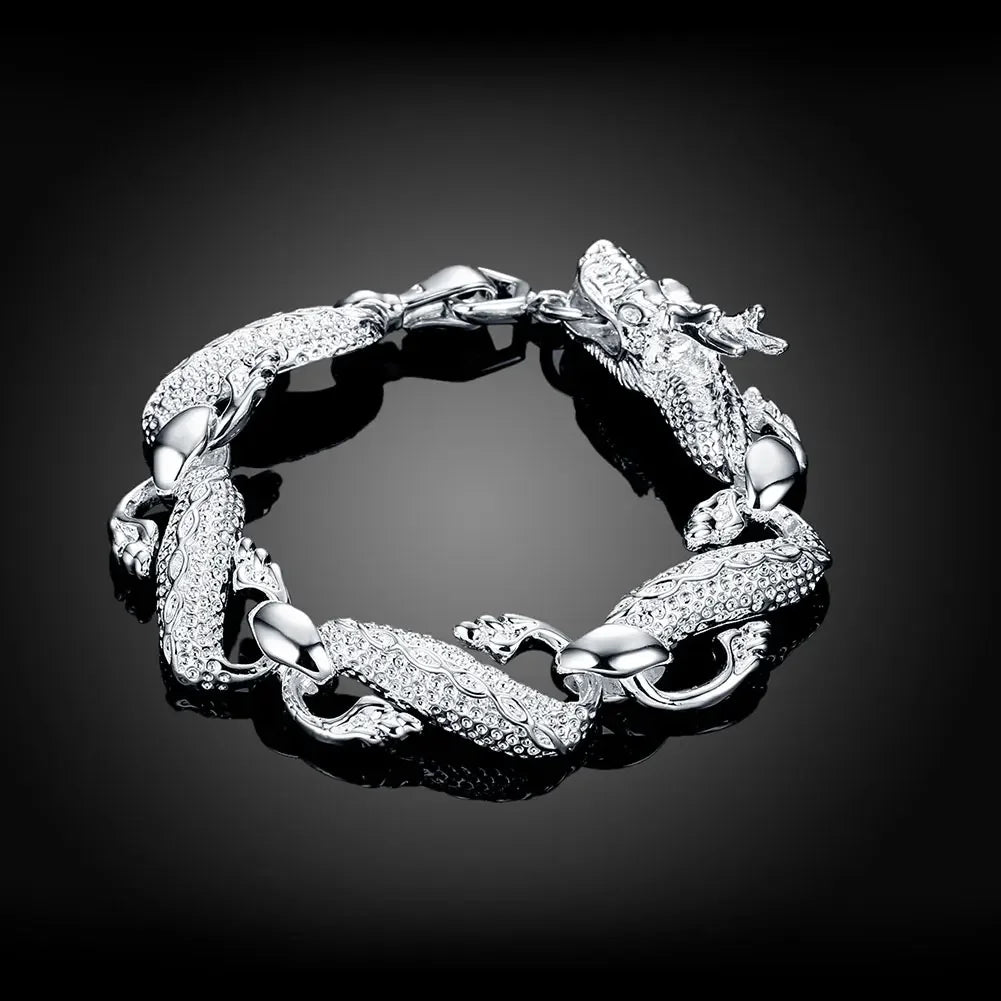 Fine Noble 925 Sterling Silver Solid Chain Bracelet For Women Men Charm Party Gift Wedding party Fashion Jewelry - H036