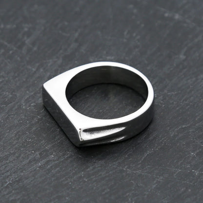 Fashion 316L Stainless Steel Simple Rings For Men Women Punk Hip Hop Square Band Flat Top Signet Ring Charm Party Jewelry Gif