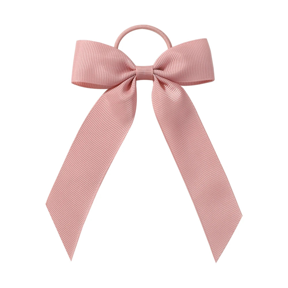 1PC Solid Color Ribbon Pigtail Hair Bows Elastic Hair Bands Holders Ties Hair Accessories for Baby Girls Infants Toddler - 43