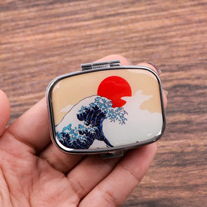 Van Gogh Art Mini Pill Box 2-Compartment Medicine Pill Organizer Household Portable Medicine Storage Box Travel Jwelery Gift 
