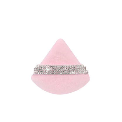 Diamond Triangle Velvet Setting Puff Ribbon Detail Powder Sponge Smooth Finishing Soft Puff for Loose Pressed Powder Applicat