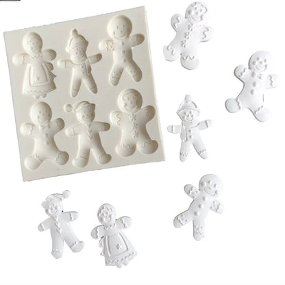 Christmas Silicone Mold 6 Gingerbread Man Different Snowman Shape Chocolate Molds Cookie Mold