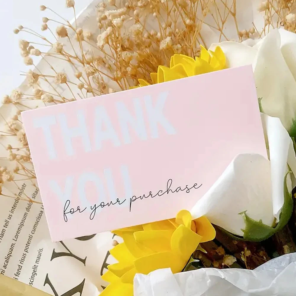 50Pcs Thank You Card Small Business Card Thank You Cards for your supporting Business Package Decoration,Wedding Party Suppli