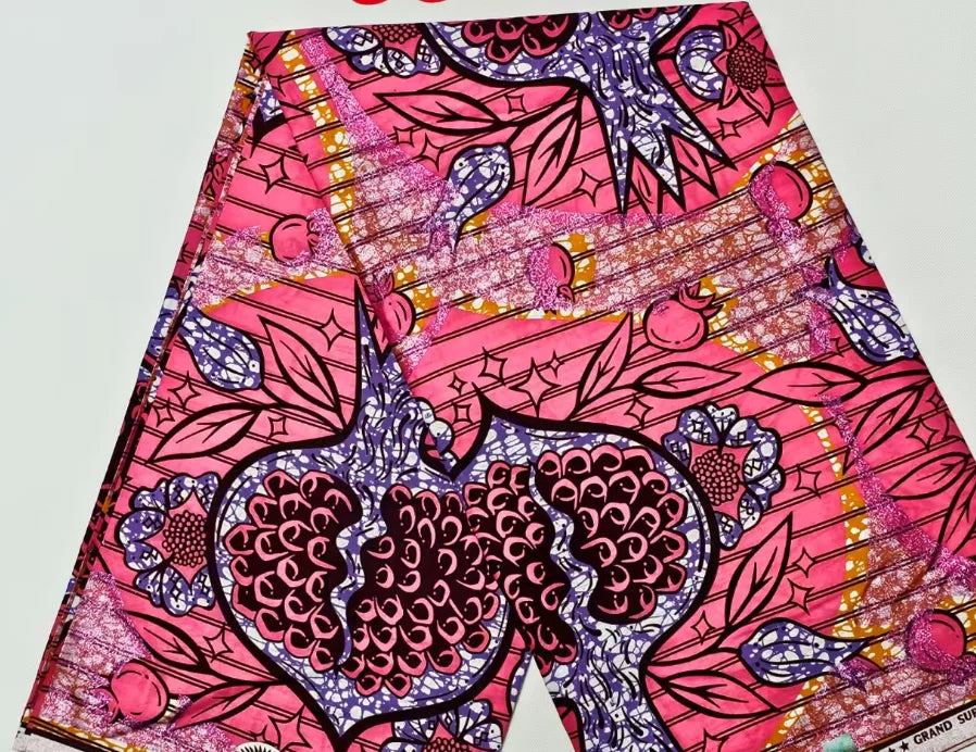 New Purple 6 Yards Super Grand Gold Wax Shinning Print Africa Real Wax Fabric Nigerian Loincloth Batik Cotton Material For Se