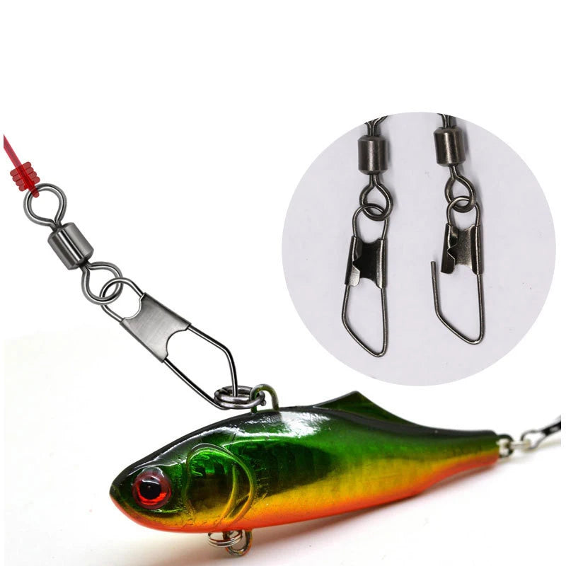 50Pcs Stainless Steel Snap Swivel Saltwater High Strength Snaps Fishing Barrel Line Connector Barrel Safety Snap Fishing Tack