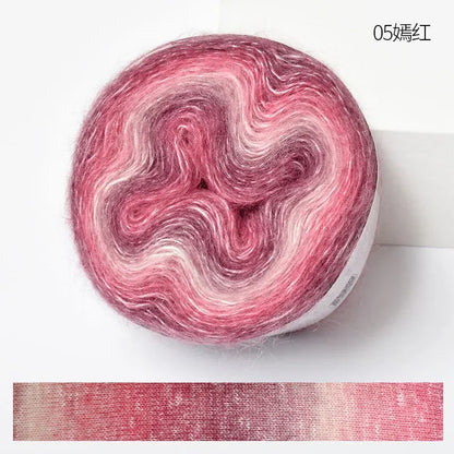 Crochet Yarn, 250M Gradient Colorful Mohair, Soft Velvet Cotton Blend, DIY Knitting Supplies, Hand Knitting Thread, Crochetin