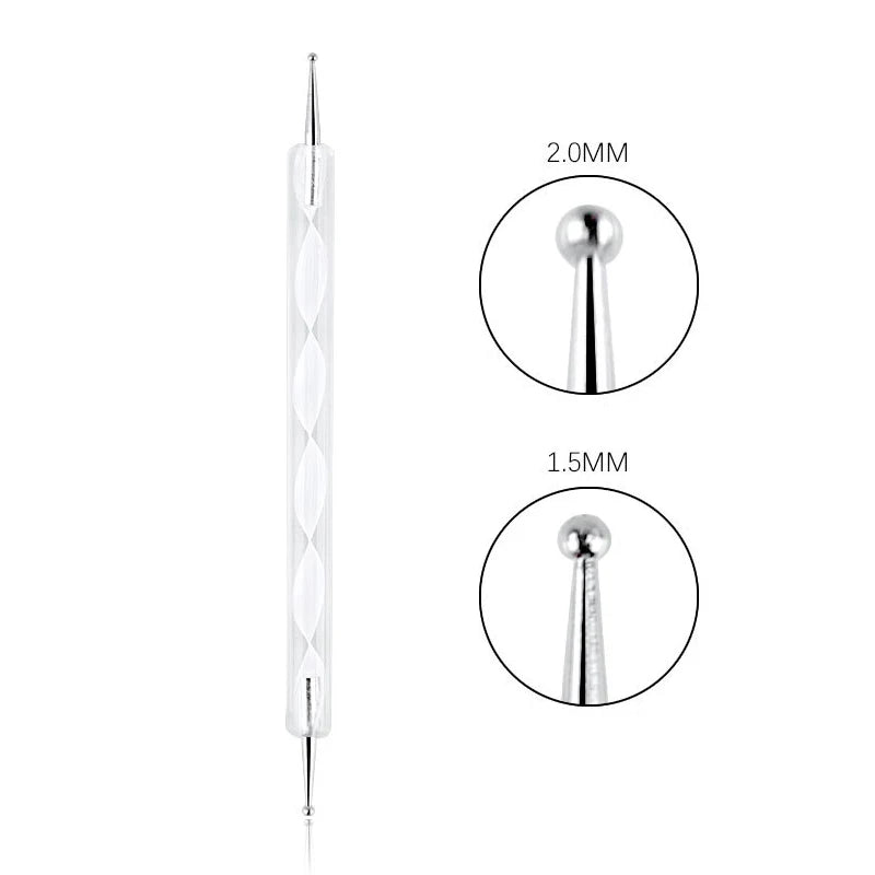 Nail Art Dotting Pen, Spiral Rod Hook Pen, Drawing Painting Marbleizing DIY Manicure tools - White