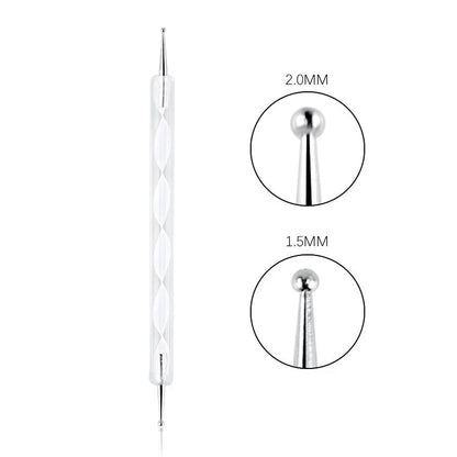 Nail Art Dotting Pen, Spiral Rod Hook Pen, Drawing Painting Marbleizing DIY Manicure tools - White