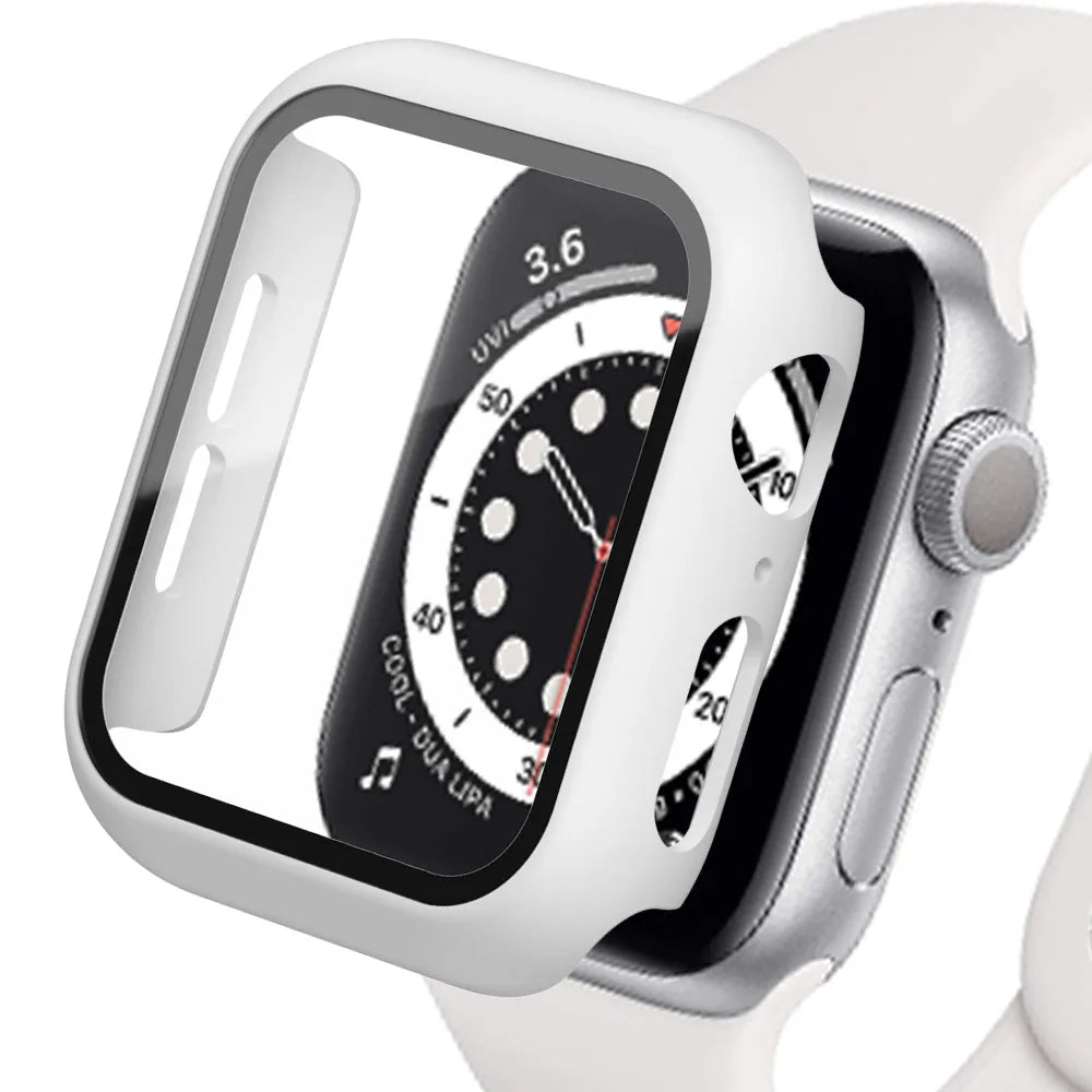 Tempered Glass+cover For Apple Watch Accessories 45mm 41mm 44mm 40mm 42mm Screen Protector Apple watch Case serie 9 4 5 6 SE 
