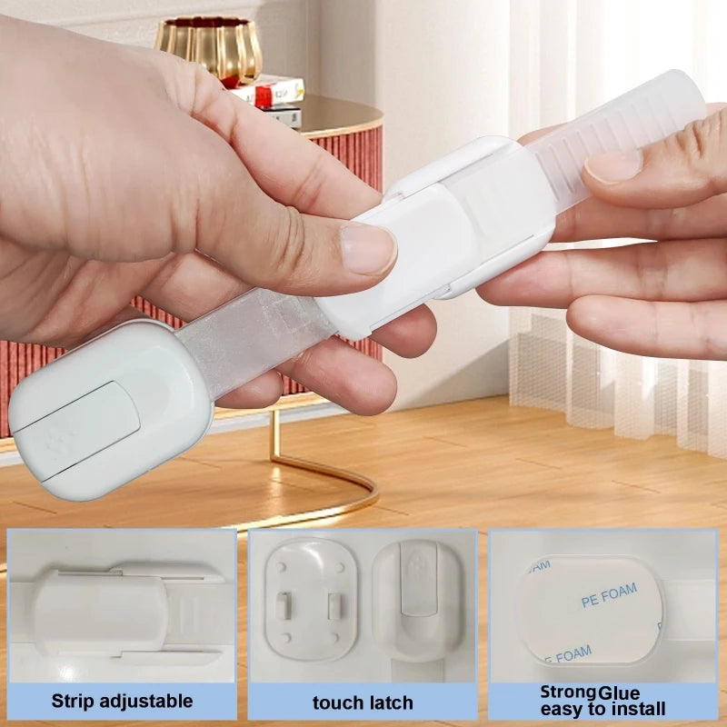 Baby Safety Lock Drawer Child Safety Cabinet Locks Adhesive Cabinet Drawer Door Latches Baby Safe Straps
