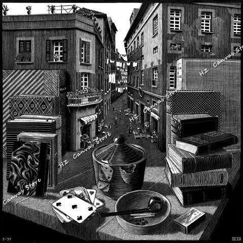 Modern Abstract Art Escher Surreal Geometric Artwork Posters Prints Canvas Painting Wall Art Pictures for Living Room Home De