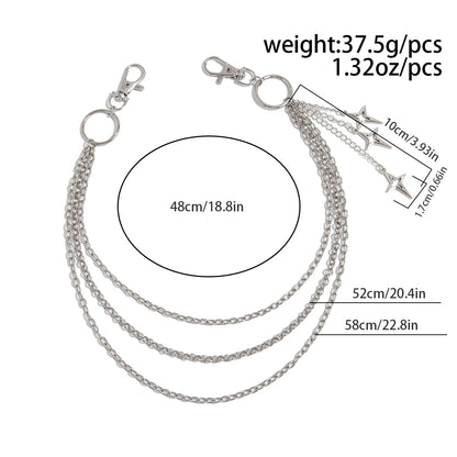 Salircon Punk Multilayer Metal Star Pendant Pant Chain Hip Hop Waist keychain Jeans Chain Women Trendy Jewelry Accessories Gi